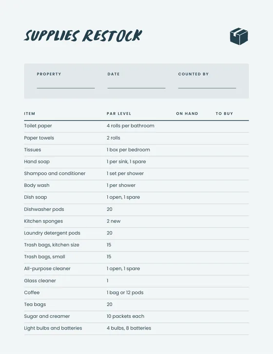 Host Checklists: sample page