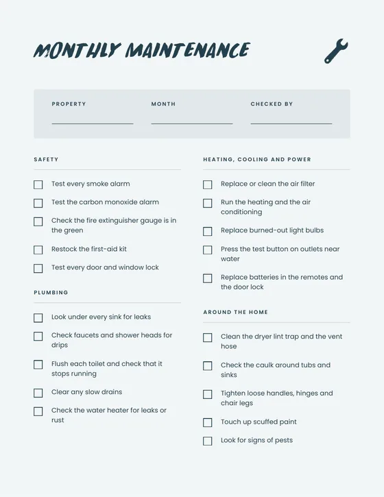 Host Checklists: sample page