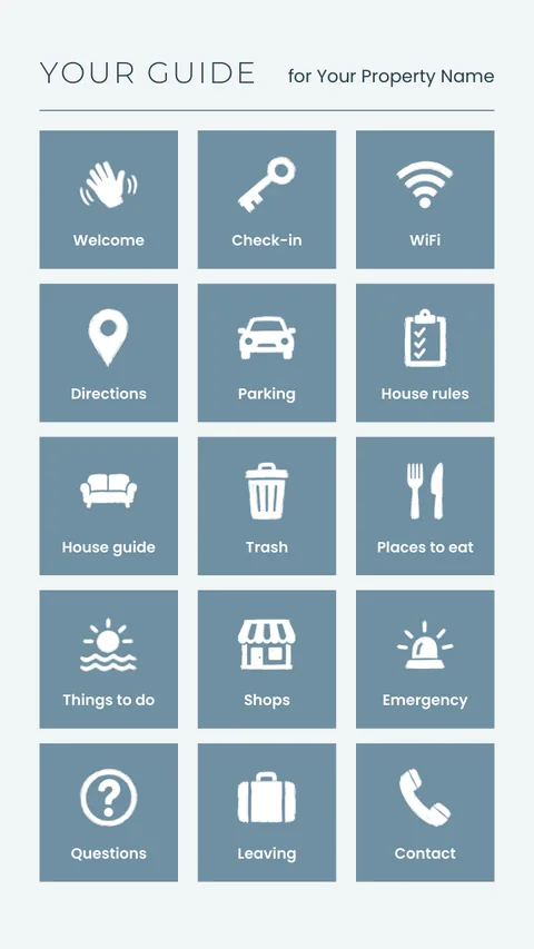 The menu page of the phone guest guide
