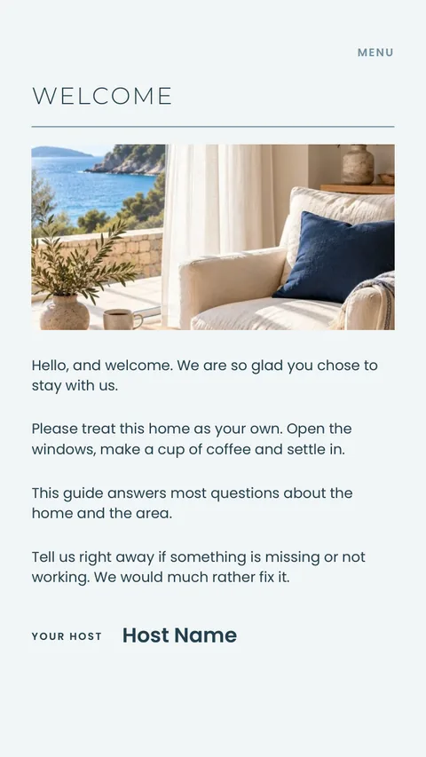 Phone Guest Guide: sample page