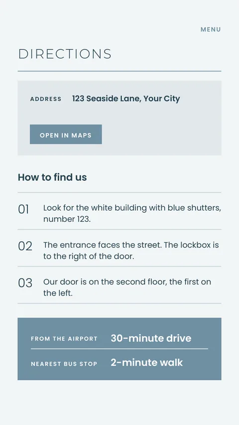 Phone Guest Guide: sample page